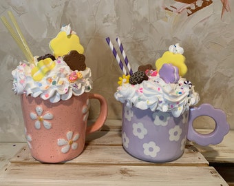 Fun Flowers Faux Hot Chocolate or Coffee Mug; Fake Bake Decor