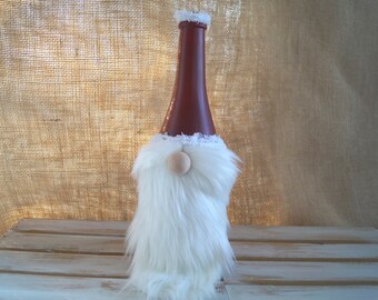Adorable Red Farmhouse Plaid Gnome Wine Bottle Decoration