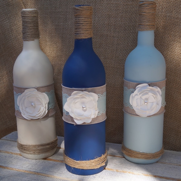 Rustic Wedding Flower Wine Bottle Decoration