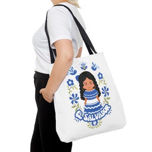 Salvadorian Folklore Tote Bag - Central American Floral Design, Large Carryall Bag, VueDeLaVie, Bella Bolsa, El Salvador, Centro America