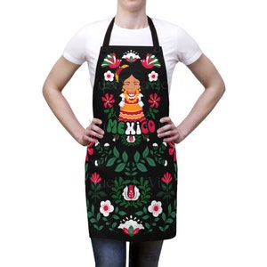 Mexico Gift Mexico Folklore Black Aprons Bello Delantals Mexicano VueDeLaVie Beautiful Floral Mexican Apron Mandil Mexicana