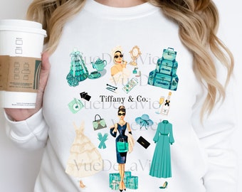 Turquoise Blue Sweaters Turquoise Gift Audrey Sweatshirts Classic pullover Girls Brunching Weekend Sweaters VueDeLaVie Womens Tops