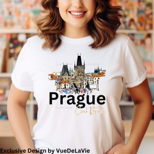 Prague Shirt European Travel Shirt Czech Republic Souvenir T-Shirt Summer Family Vacation Tee VueDeLaVie Czech Gift Tee image 2