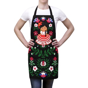 Puerto Rico Gift Puerto Rico Folklore Black Apron Puertorican Aprons VueDeLaVie Boricua Gorgeous OOAK Puerto Rican Delantal Mandil