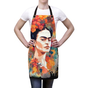 Frida Gift Floral Black Unique Unisex Aprons OOAK Frieda Design 1 VueDeLaVie Gorgeous Cooking and Artist Apron Delantal Mandil