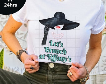 Turquoise Blue Shirt Lets Brunch shirts Pearls are a girls best friend Classic Audrey shirts VueDeLaVie Brunching Tee