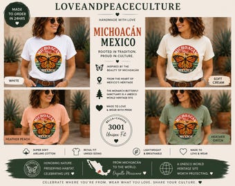 Camiseta Michoacán México: Camiseta retrô com borboleta monarca