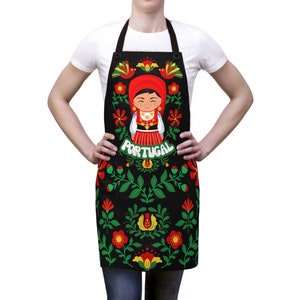 Portugal Gift Portugal Folklore Black Aprons Portuguese Apron VueDeLaVie Cozinha Portuguesa Mandil Avental Português Portuguese Delantal