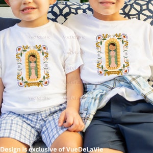La Virgencita camisas infantis Nossa Senhora de Guadalupe Camisa Católica Virgen Mary Camisetas VueDeLaVie Espanhol Unissex Camisa Criança 2T-5T