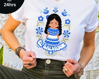 El Salvador Shirt Salvadorian T-Shirt VueDeLaVie Unisex women and men Front and Back Salvadorian Shirts Central American Folklore Tee