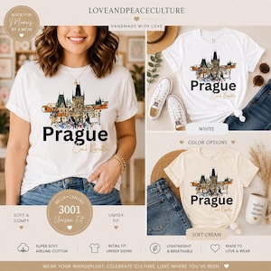 Prague Shirt European Travel Shirt Czech Republic Souvenir T-Shirt Summer Family Vacation Tee VueDeLaVie Czech Gift Tee image 1