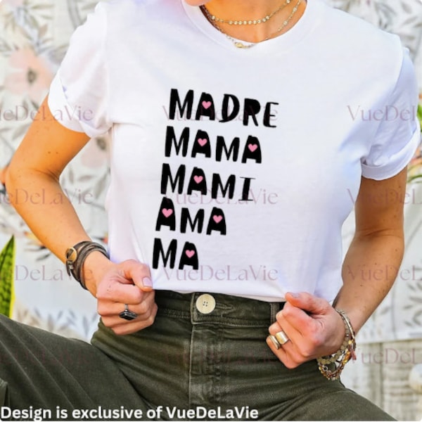 Moeders Dag Shirts Dia de las Madres T-shirts VueDeLaVie Mama Moeder Mama Trendy Womens Tops Ama y Ma Camisas Para Mami