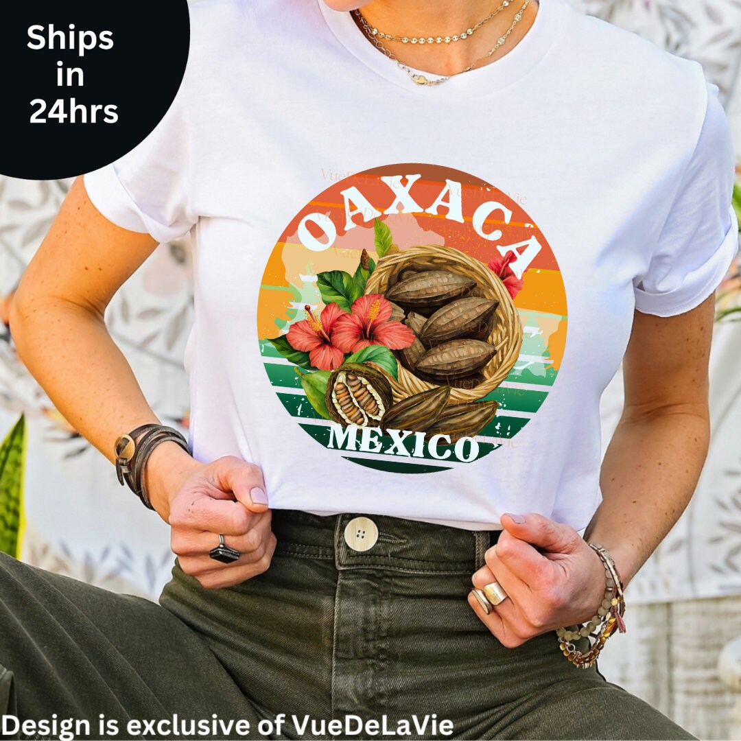 Oaxaca Mexico T-shirt: Aztec Cocoa Pods, Retro Design