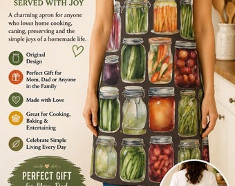 Food Canning Watercolored Apron: Unique Unisex Poly Twill