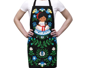 Nicaragua Gift Nicaragua Folklore Black Aprons VueDeLaVie Floral Nicaraguan Apron Delantal Nicaraguense Mandil Miss Universe 23 Regalo