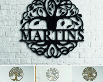 Wood tree of life wall decor, Personalized tree of life, Wooden tree of life wall art, Personalized wood sign round, Custom wood family sign