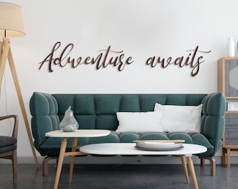 Adventure awaits sign nursery, Adventure sign wood, Nursery sign boy, Personalized sign wood, Laser cut wood sign custom