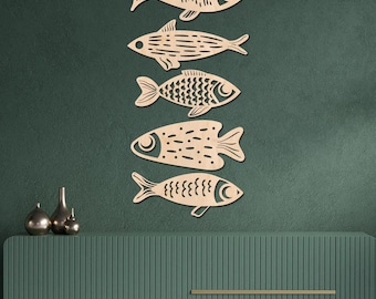 Art mural en bois de poisson, décoration murale de poisson en bois, art mural en bois de plage, décoration murale nautique, décoration de poisson rustique, art mural bois bohème, décoration bois bohème
