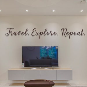 Travel explore repeat sign, Travel sign for wall, Travel sign wood, Travel wooden sign, Travel wall decor, Laser cut wood sign