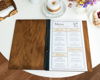 Personalized menu holder, Restaurant menu holder, Restaurant menu cover, Wooden menu folder, Custom restaurant menu, Engraved menu