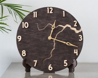 Horloge murale Lightning, horloge murale Storm, horloge murale moderne, horloge murale en bois, horloge murale unique, horloge murale avec chiffres, horloge murale grande