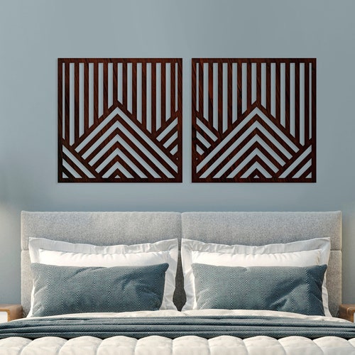 Wood Geometric Wall Decor Weometric Wall Art Wood Geometric Etsy