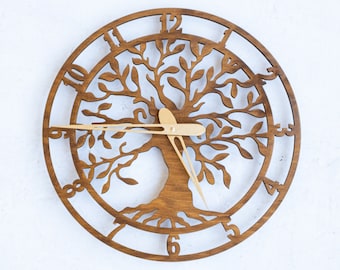 Tree of life clock, Tree wall clock, Oversized wall clock, Wooden wall clock, Wall clock silent, Modern wall clock, Unique wall clock