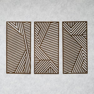 Geometric Wall Art Wood, Geometric Wall Decor, Abstract Wall Art Set of 3, Modern Wall Art Set of 3,Geometric Wood Art,3 Panel Wall Art Wood