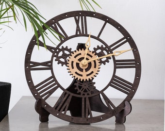 Gears wall clock, Steampunk clock, Wall clock roman numerals, Wall clock unique, Industrial clock, Wooden wall clock, Modern wall clock