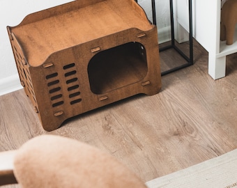Wooden cat house, Small dog house indoor, Cat house indoor modern, Pet house indoor wood, Cat home for indoor, Big cat house, Pet furniture