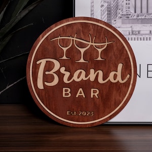 Wooden sign for bar, Personalized bar sign, Round wooden pub sign, Home bar wooden sign, Rustic home decor, Custom bar sign, Home bar decor