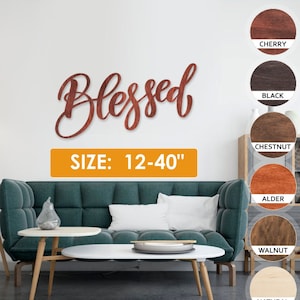 Blessed sign for wall, Blessed sign large, Wood signs for home decor family, Custom wood signs large for wall, Wood sign cutout