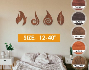 Four elements of nature signs, Four elements wall art, Four elements wood, Wooden wall decoration, Four Elements Alternative, Wood wall art