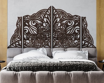 Mandala bed decor, Bed wall decor, Bed wall art, Bed wall panel, Mandala wood wall art, Mandala panel, Headboard panels, Lotus mandala art