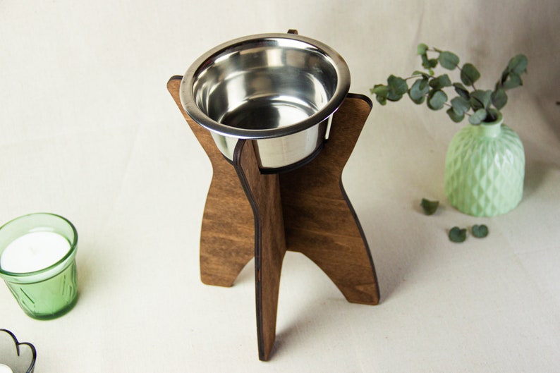 Wood Dog Bowl Stand Elevated Dog Bowl Stand Single Dog Bowl Etsy