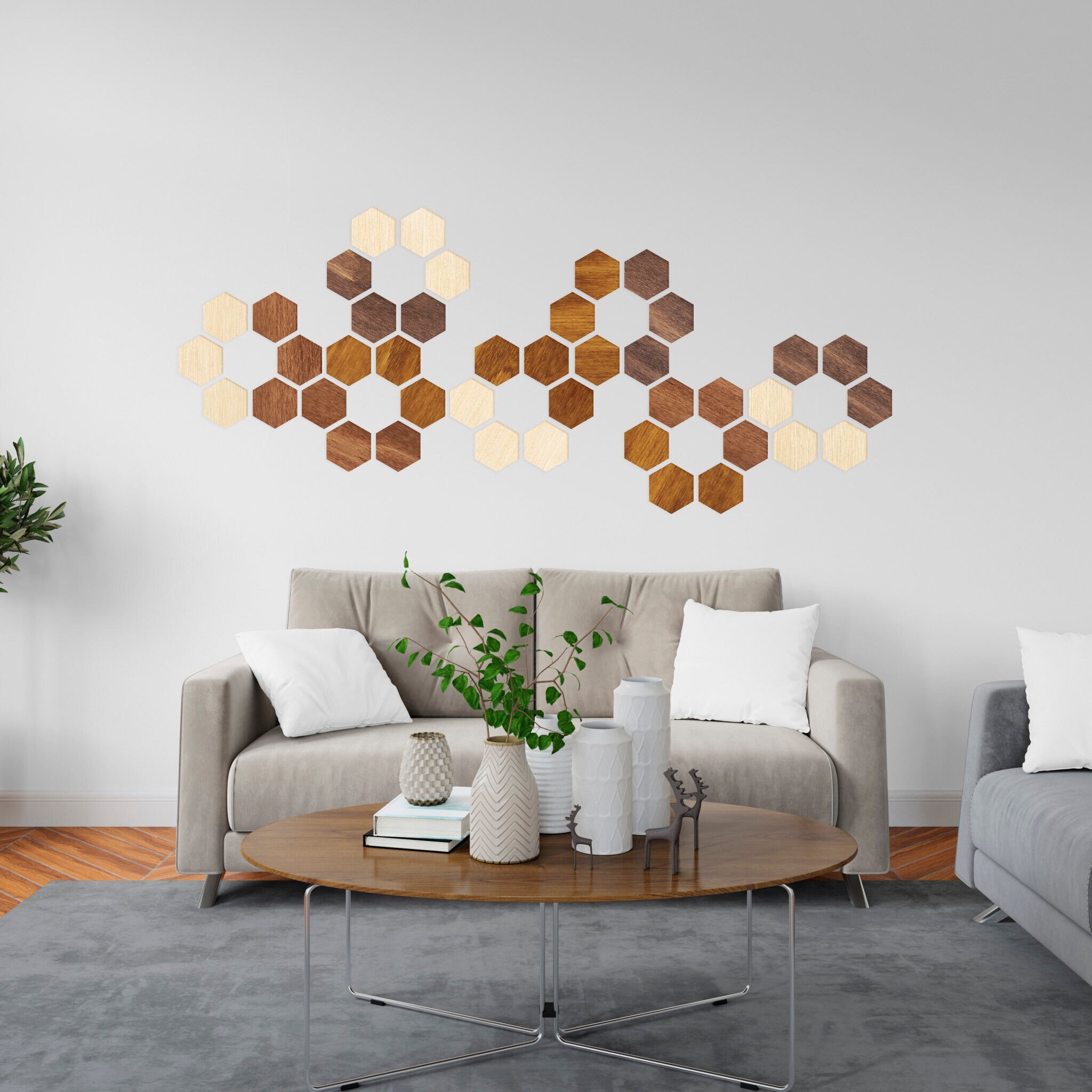 Hexagon Wood Wall Art Hexagon Wall Panel Hexagon Wall Tile Etsy