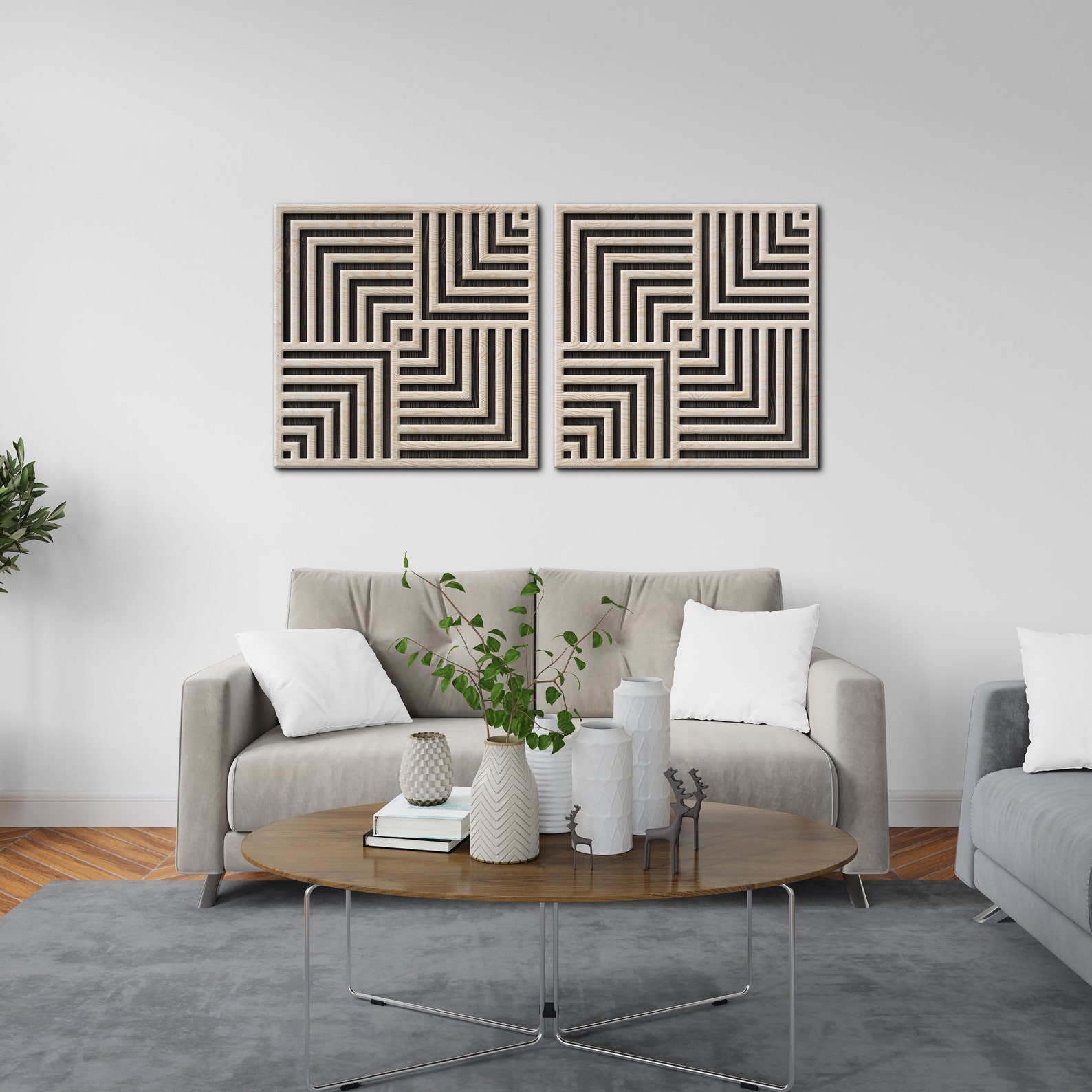 Wood Wall Art Geometric Wood Wall Art Set Wooden Wall Decor - Etsy