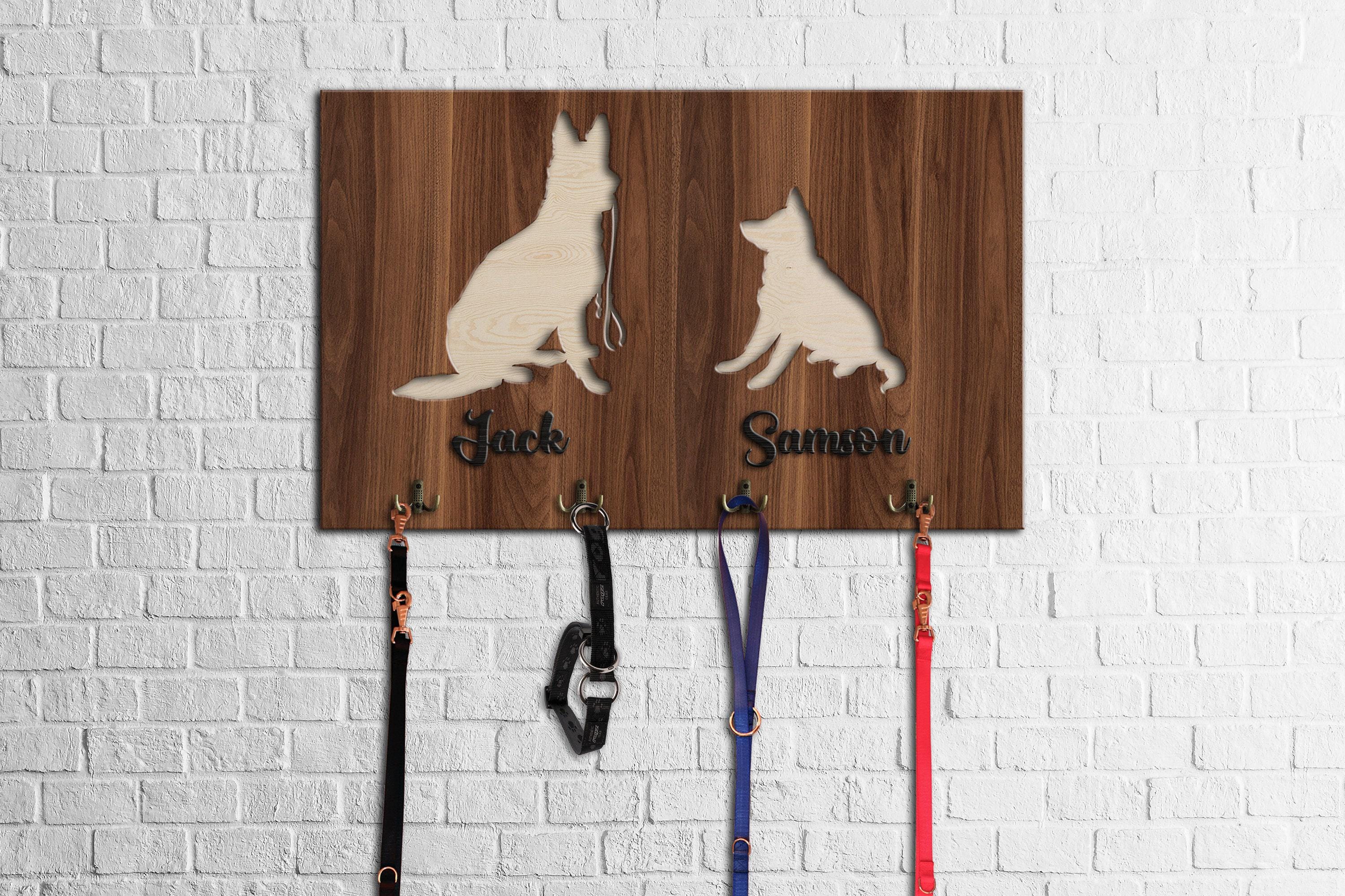 Porta Guinzaglio Personalizzato Da Parete – Supporto Per Chiavi 3D Con Nome Famiglia, 15x30 Cm, Regalo Simpatia Per Cani