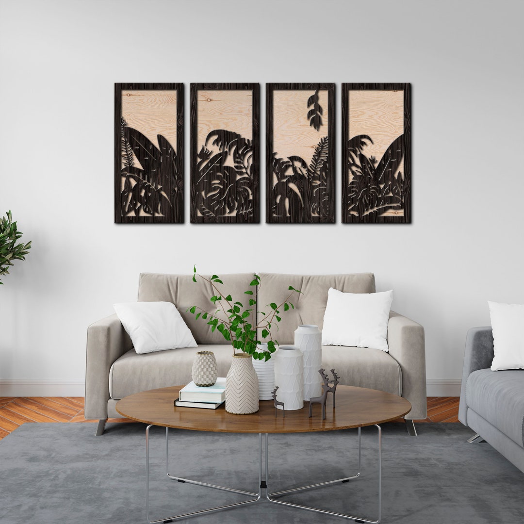 Tropical Wood Wall Decor, Tropical Wood Art, Tropical Leaves Wall Art