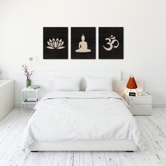 Meditation wall art wood Meditation wall decor Yoga wall art Etsy