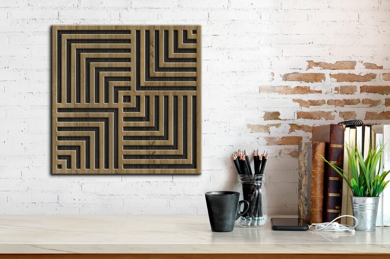 Wood Wall Art Geometric Wood Wall Art Set Wooden Wall Decor - Etsy