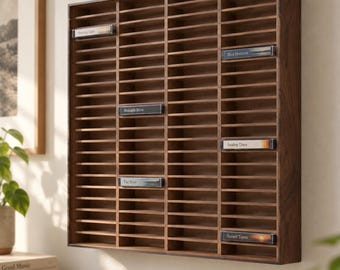 Handmade Plywood Cassette Tape Display Shelf, Vintage Music Organizer (15"-25")