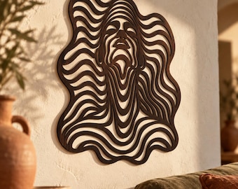 Optical Illusion Face Wall Art, 3D Plywood Wall Sculpture, Abstract Face Decor, Modern Wooden Wall Hanging, Unique Statement Art