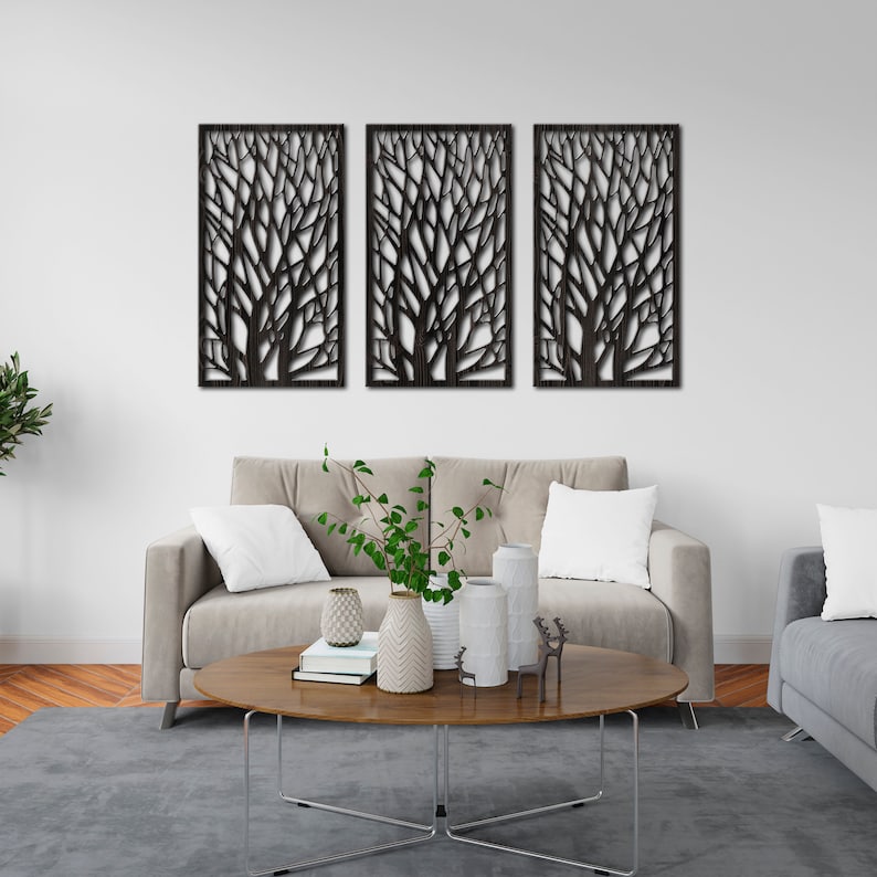 Tree of Life Wall Art Wood Tree of Life Wall Decor 3 Panel Etsy
