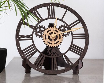 Horloge Murale Géante 16 Pouces – Engrenages Mobiles – Vintage Industriel – Noire