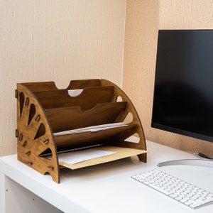 Office desk organizer, Office File Holder, File Holder Desk,Wooden desk organizer,Document organizer,Magazine Rack Table,Office File Storage image 1