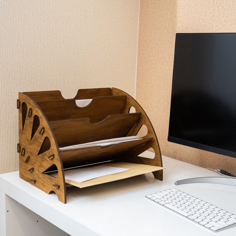 Office desk organizer, Office File Holder, File Holder Desk,Wooden desk organizer,Document organizer,Magazine Rack Table,Office File Storage image 1