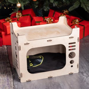 Designer cat bed, Wooden cat furniture, Wood dog house, Pet house, Cat house, Modern cat bed, Wooden shaped cat house, Modern cat house