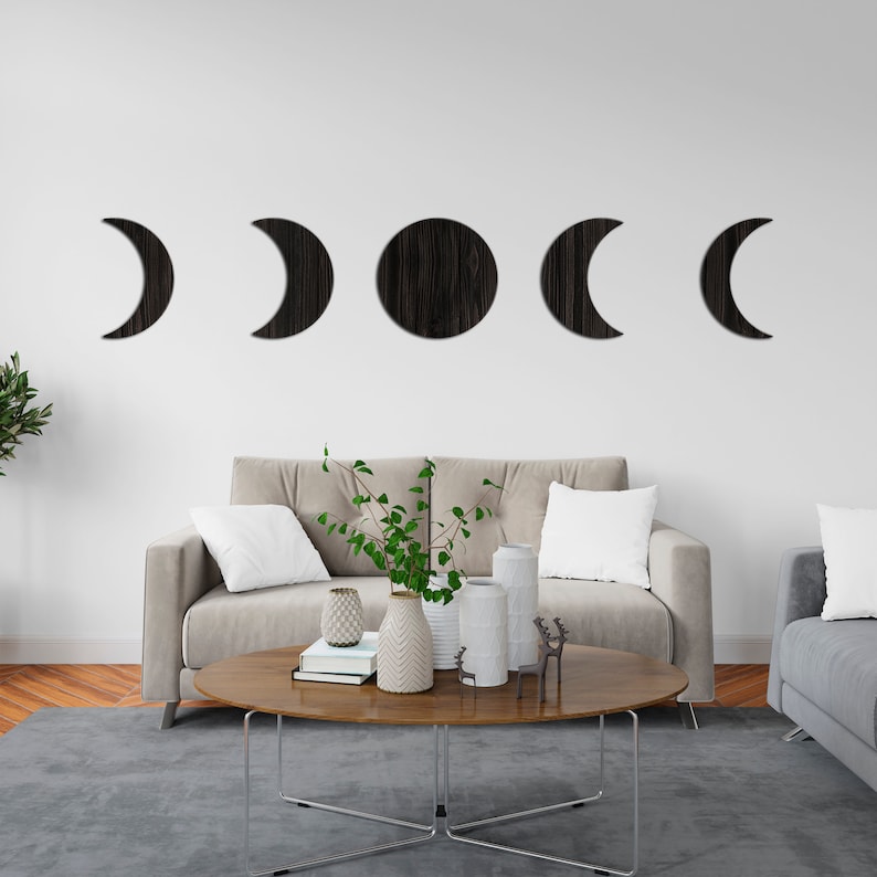 Wood Moon Wall Art Moon Phase Wall Decor Wooden Moon Wall Etsy UK