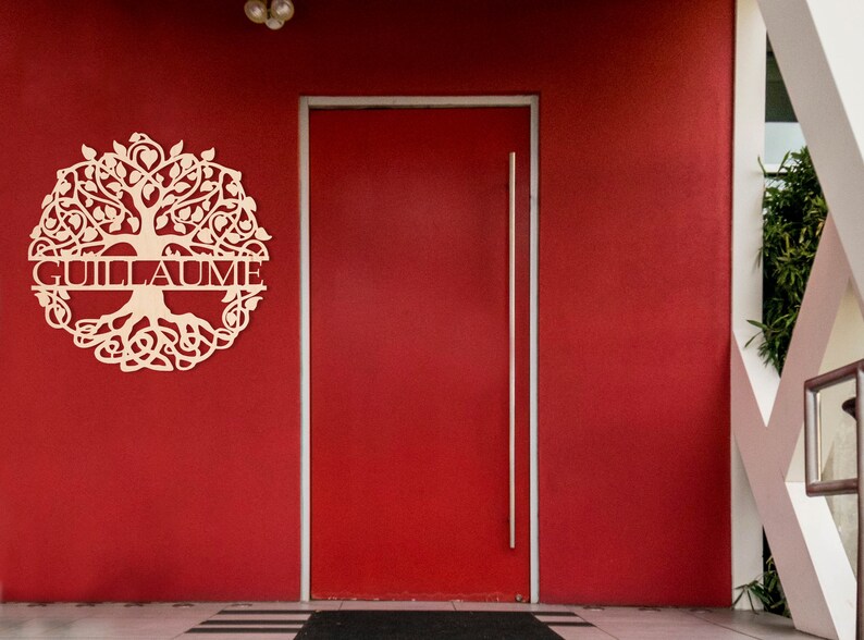 Tree of Life Wall Art Wood Last Name Wood Sign Round Tree Etsy